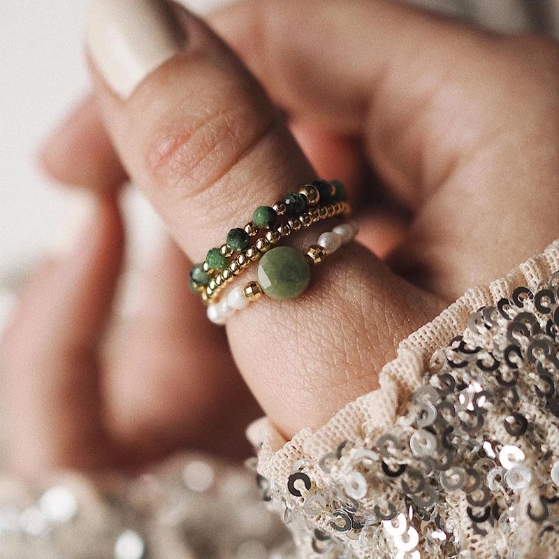 Bohemian-Taiwan-Jade-Wedding-Ring-Sets-For-Women-Natural-Stone-Jewelry-Stretchy-Freshwater-Pearl-Rings-Handmade