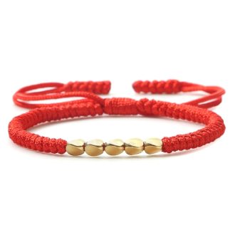 Handmade Tibetan Buddhist Copper Beaded Bracelet - Red
