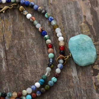 Geometric Natural Stone Pendant Necklace
