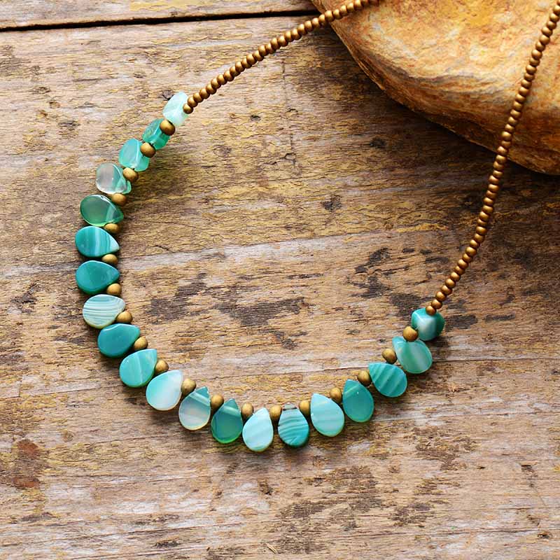 New-Women-Chokers-Necklaces-Green-Semiprecious-Stone-Seed-Beads-Short-Collar-Trendy-Statement-Costume-Jewelry-Mom-2