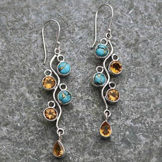 Vintage Green Stone Dangle Earrings