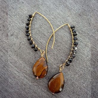 Wire Wrapped Gemstone Beaded Earrings