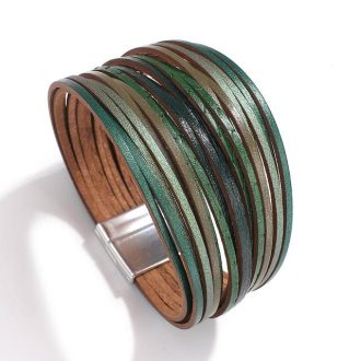 Wide Boho Multilayer Leather Strip Bracelet Wrap
