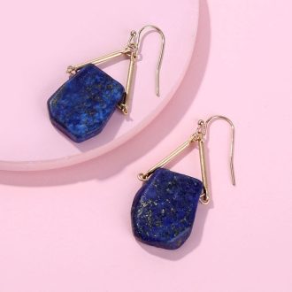 Celestial Harmony Lapis Quartz Drop Earrings