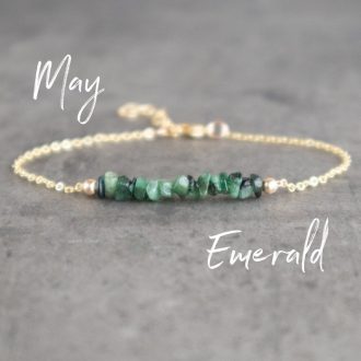 May Birthstone Raw Emerald Crystal Bracelet