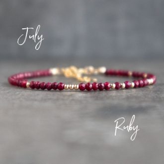 July Red Ruby Birthstone Bracelet