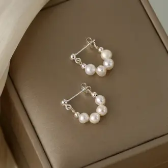 Baroque Freshwater Pearl Hoop Earrings