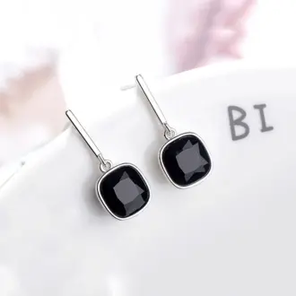 Black Square Zircon Earrings