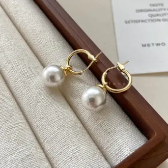 Classic Vintage Pearl Water Drop Hoop Earrings