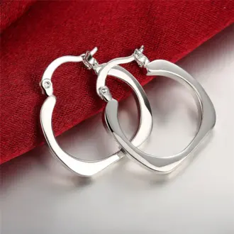 Flat Square Round Hoop Earrings