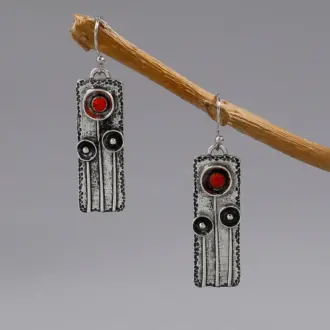Gothic Style Mysterious Red Gemstone Earrings