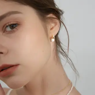 Pearl Hoop Drop Earrings
