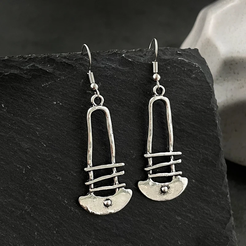 Retro Staircase Semi Circular Long Earrings