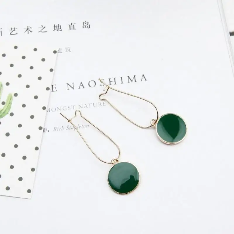 Simple Green Circle Earrings