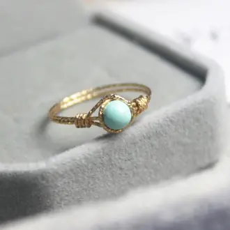 Gold & Turquoise Handmade Knuckle Ring - 4