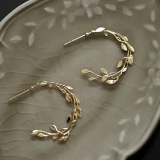 French Wrapping Olive Leaf Earrings