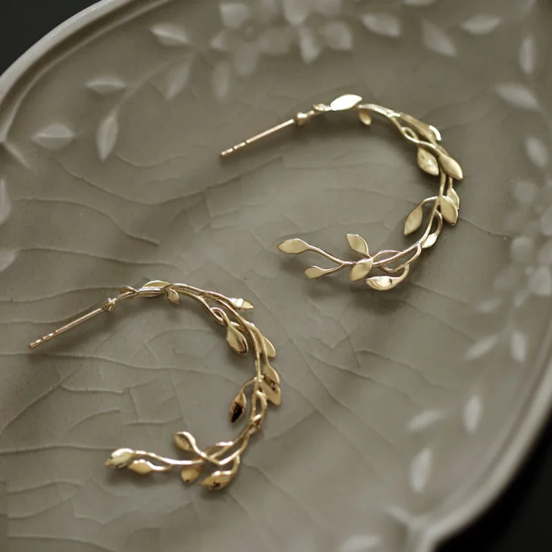 French Wrapping Olive Leaf Earrings