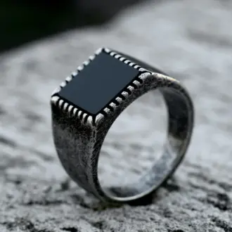 Onyx Stone Men's Signet Ring