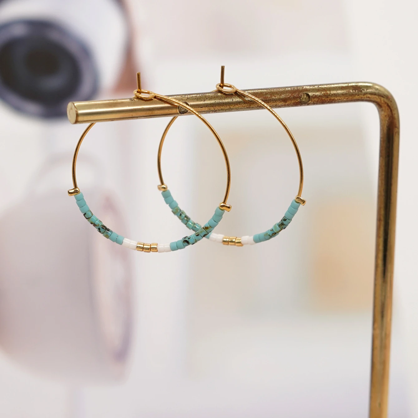 Boho Beaded Hoop Earrings