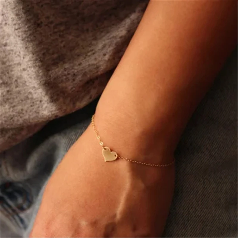 Gold Heart Shape Bracelet Handmade - Image 2