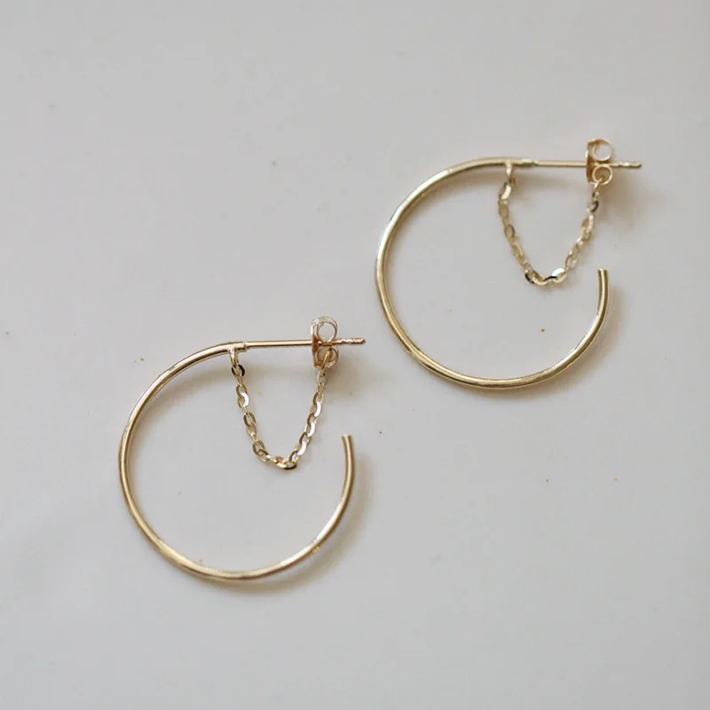 Simple Chain Round Hoop Earrings