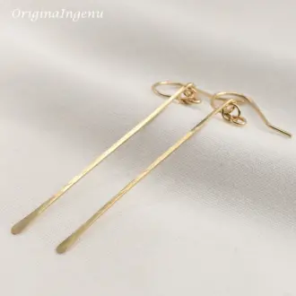 Handmade Hammered Long Bar Earrings