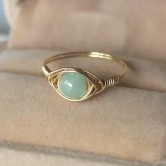 Handmade Natural Green Bead Ring