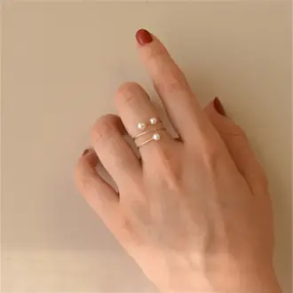 Handmade Natural Freshwater Pearls Ring - 9