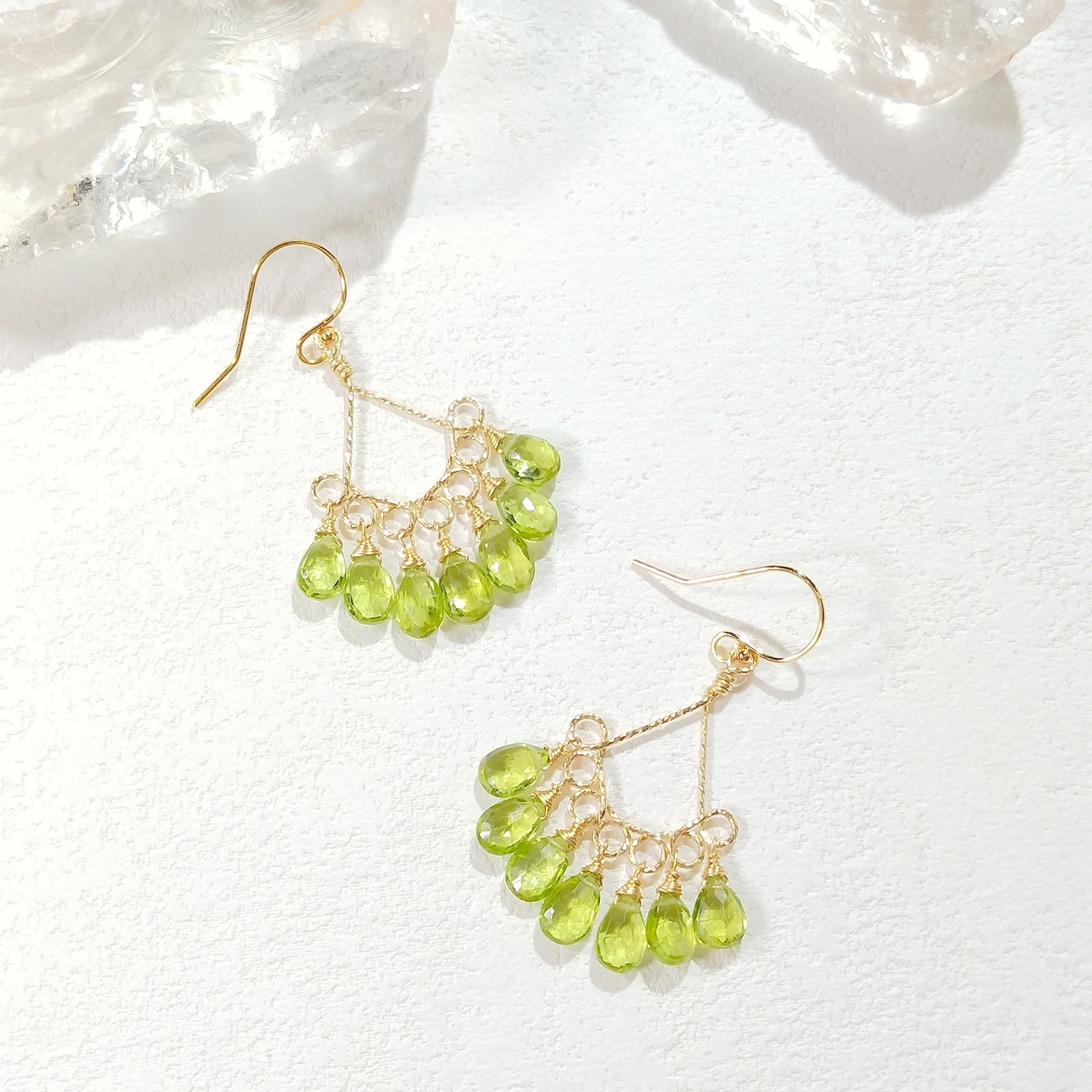 Peridot Drop Beads Dangle Earrings