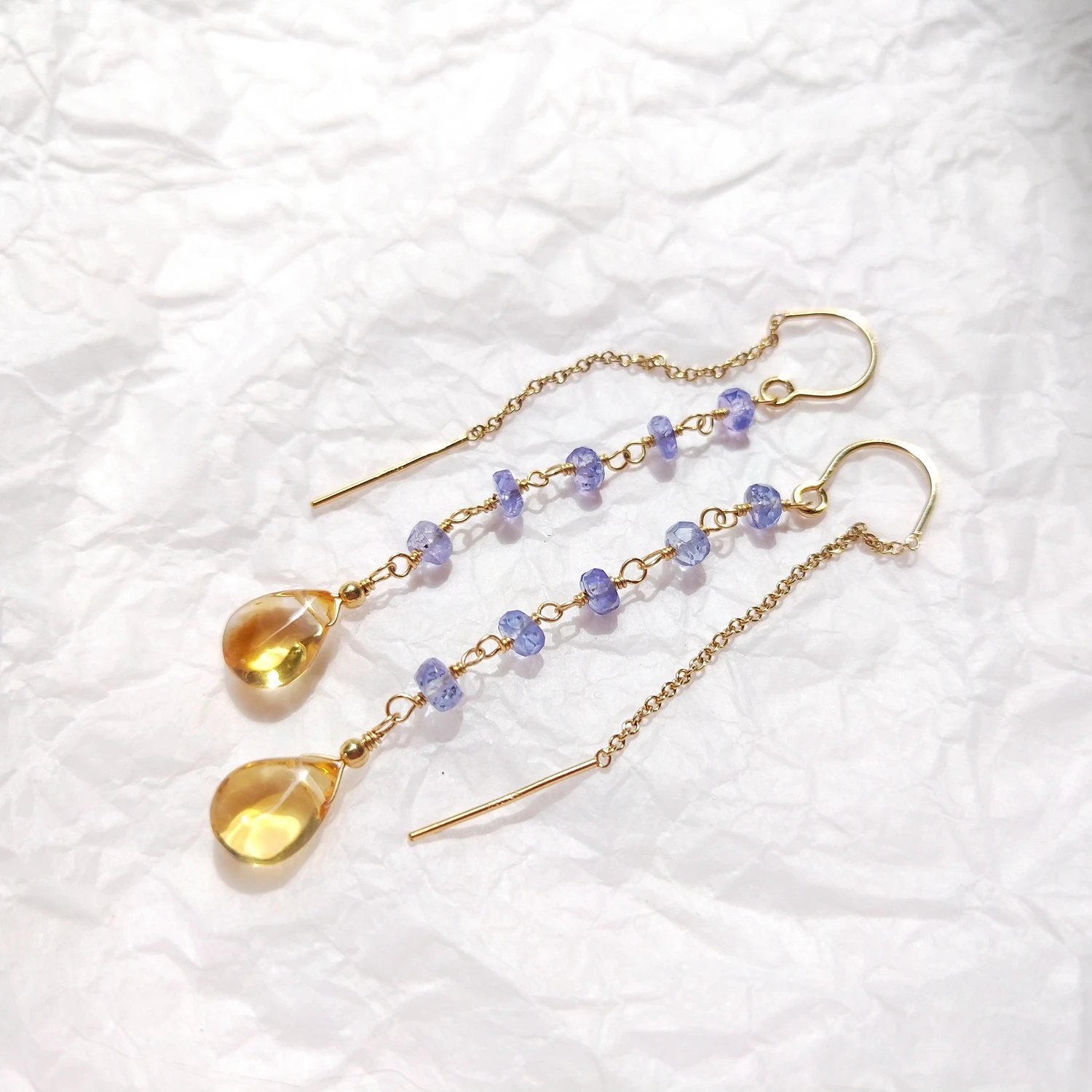 Tanzanite Citrine Dangle Earrings