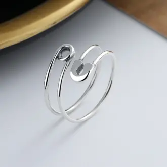 Silver Safety Pin Ring