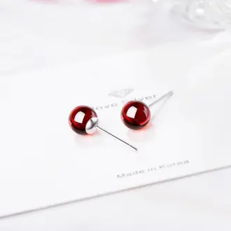 Red 6mm Bead Stud Earrings
