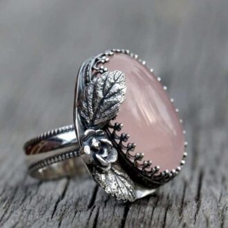 Pink Gemstone Leaf Ring