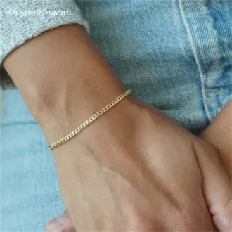 14K Gold Filled Tiny Curb Chain Bracelet Minimal Bracelet Handmade Jewelry Tarnish Resistant Jewelry Hypoallergenic Bracelet - 25cm
