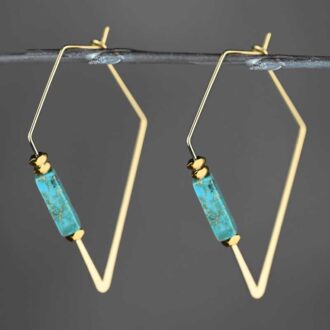 Modern Kite Wire w/ Semi Precious Tubes Earrings