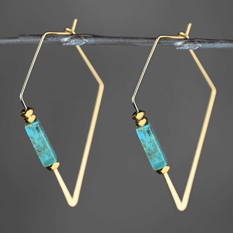 Modern Kite Wire w/ Semi Precious Tubes Earrings