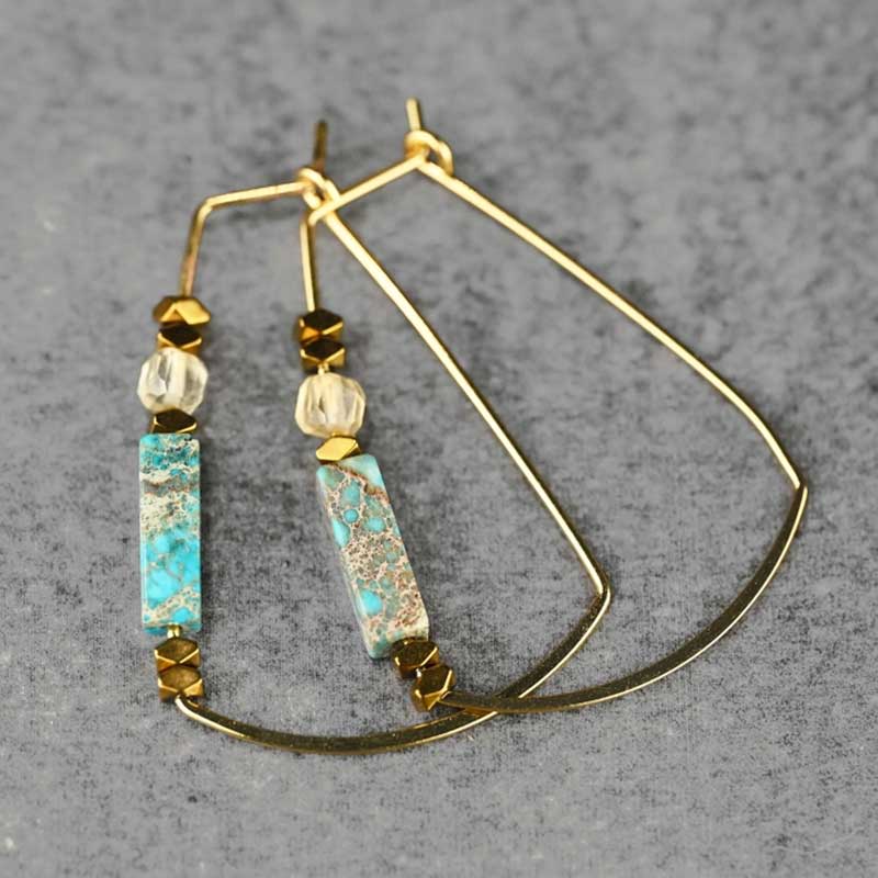 Trapezoid Turquoise Jasper & Citrine Earrings