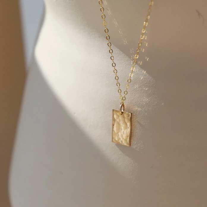14k Gold-Filled Box Charm Necklace