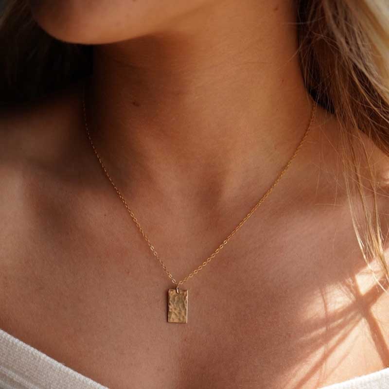 14k Gold-Filled Box Charm Necklace