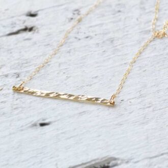 14k Gold-Filled Hammered Horizontal Bar Necklace