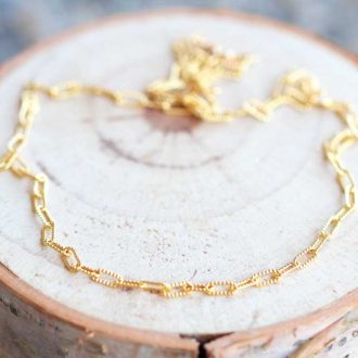 14k Gold-Filled Textured Paperclip Layering Necklace