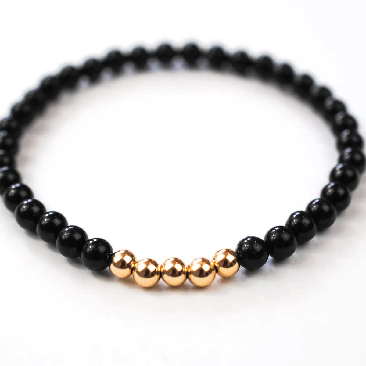 Black Tourmaline Ascension Bracelet with 14k Gold Filled Beads