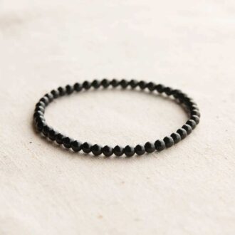 Black Tourmaline Energy Bracelet with 4mm gemstone beads for protection and grounding