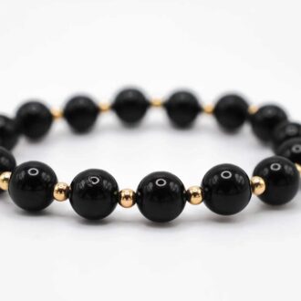 Black Tourmaline Infinity Grande Bracelet with 14k Gold Filled Beads