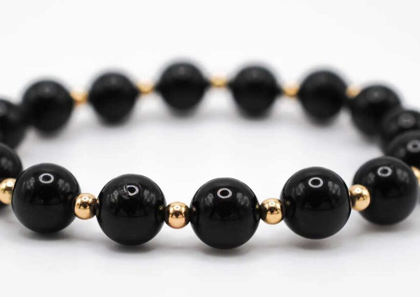 Black Tourmaline Infinity Grande Bracelet with 14k Gold Filled Beads
