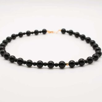 Black Tourmaline Infinity Grande Choker with Gold Filled Bead – Reiki Jewelry
