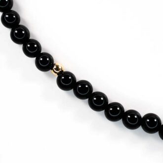Black Tourmaline Solo Mini Choker with Gold Filled Accent – Reiki Jewelry