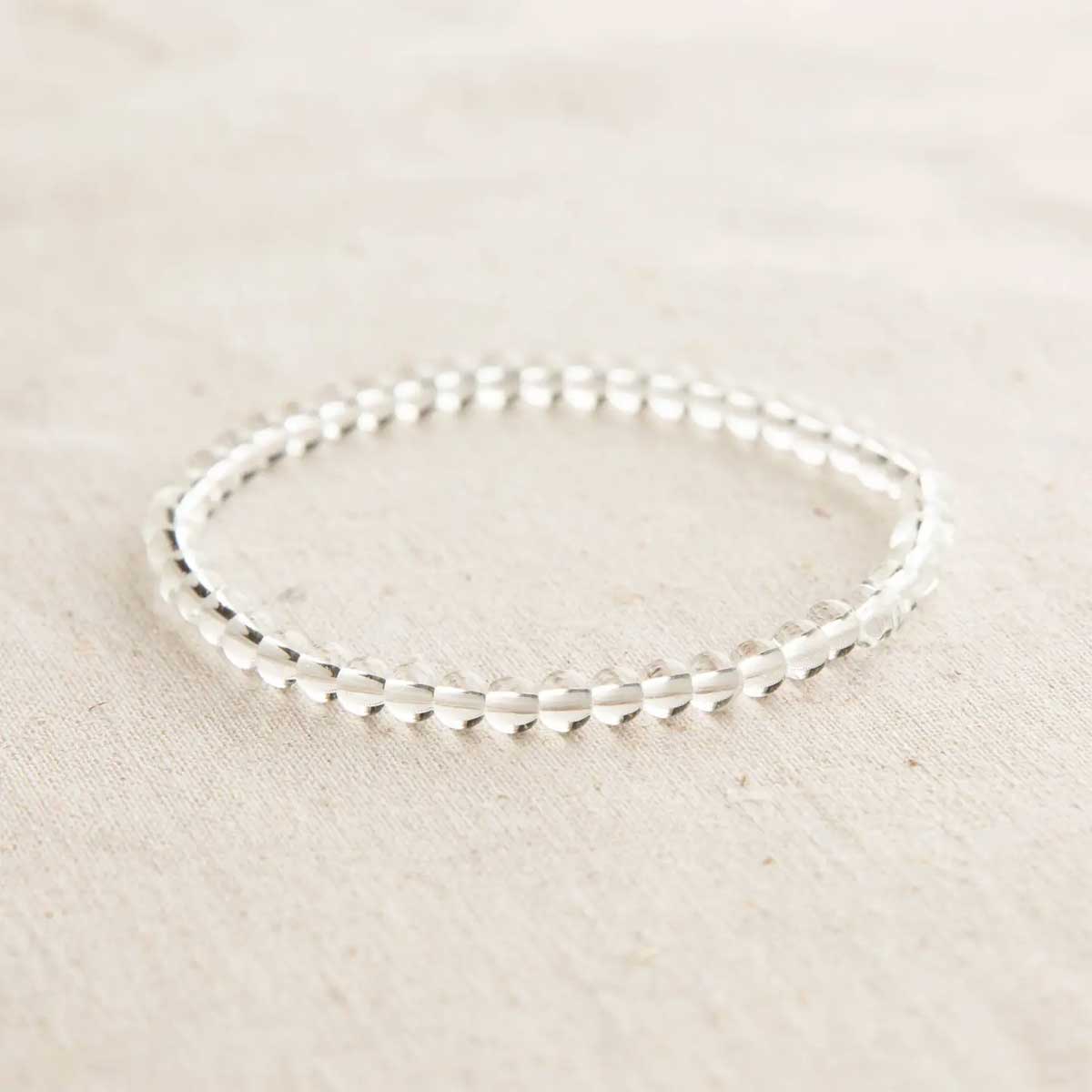 Clear Quartz Energy Bracelet with 4mm beads on stretch cord (fits wrists 6"-7").