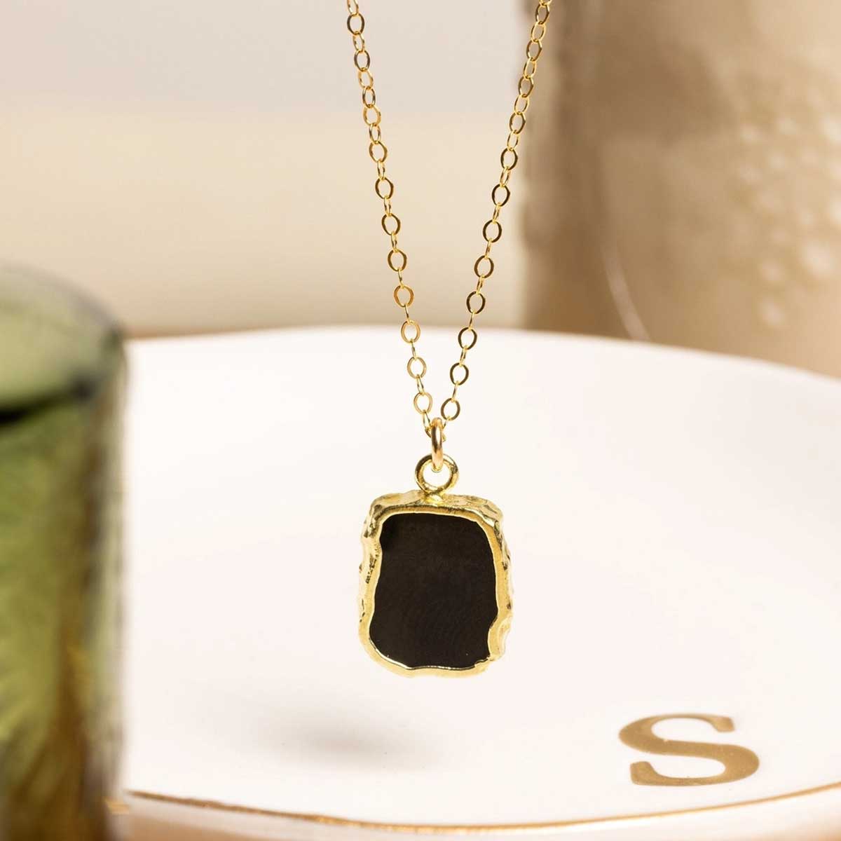 Obsidian Slice Pendant Necklace Grounding Protective Jewelry