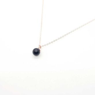 Minimalist obsidian bead necklace on 14k gold-filled chain